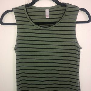 Xhileration Black and Green Striped Dress